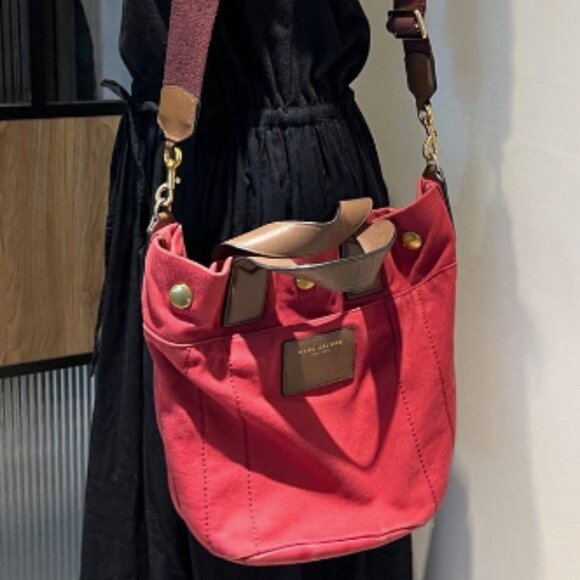 Marc Jacobs Paratrooper Burgundy Canvas Brown Leather Trim Crossbody Messenger - Picture 14 of 14